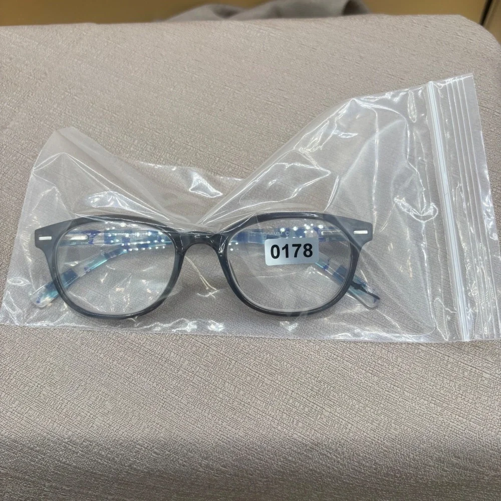 Blue Geo 117 Reading Glasses +1.75 Strength Smoke Grey Round Frames PD58MM